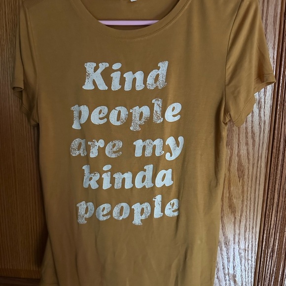 Maurices Tops - Maurices Mustard Short Sleeve Tee with White Text